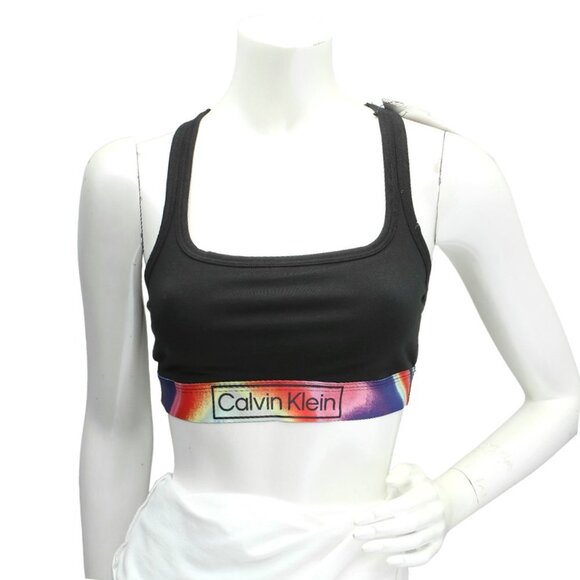 Calvin Klein Unlined Bralette Cotton Bra Rainbow Pride Stretch Lightweight Black - Picture 3 of 10
